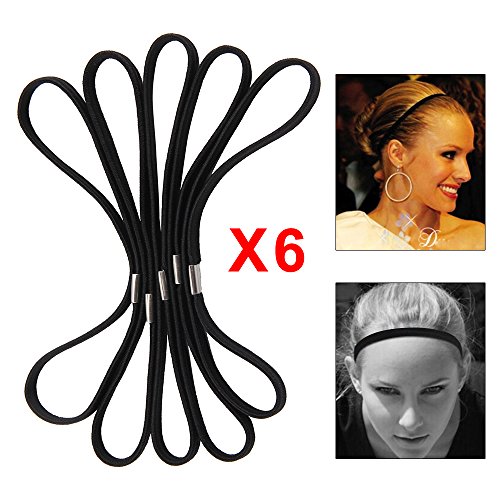 MultiWare 6 Pcs Bande De Cheveux Elastique Bandeau De Sport Homme Noir