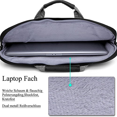 BRINCH 15,6 Zoll Multifunktional Laptop Schutzhülle Portable Umhängetasche Messenger Bag mit Schulterriemen und Griffe Aktentasche für 15 – 15,6 Zoll Laptop / Notebook / MacBook / Ultrabook / Chromebook / Tablet Computers /Apple / Acer / Asus / Dell / Fujitsu / Lenovo / HP / Samsung / Sony / Toshiba, Grau - 4