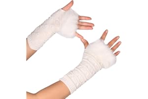 ‎MORECHIOCE MoreChioce Kunstfell Armstulpen,Damen Winter Wärm Handschuhe Kunstpelz Handwärmer Manschetten Gestrickte Stulpen Handstulpen Armmanschette