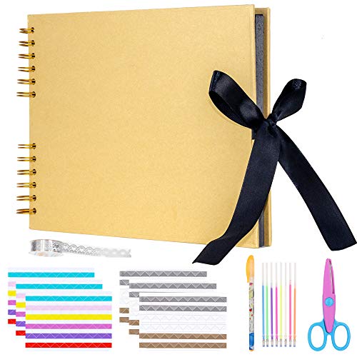 Ablus Store Album Photo Scrapbook Bricolage 80 Pages Livre de mémoire pour Photos de Tailles variées Anniversaire de Mariage Couples Famille Amis Graduation Voyage Mémoire (80 Pages, Marron)