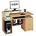 Produktbild hjh OFFICE Computertisch Büro-Schreibtisch STELLA mit Standcontainer, Tastaturauszug, Monitorpodest, viele Ablagefächer, robust gefertigt, einfacher Aufbau, PC-Workstation (buche)
