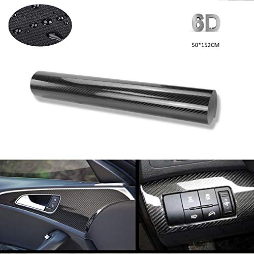 Film Adhésif en Carbone CoKu 6D, Revêtement Adhésif en Vinyle en Fibre de Carbone pour Automobiles / Autocollants pour Automobiles / Habillage et Motos / Bricolage (Noir 50 * 152cm)