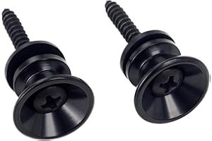 Banworks Pulsanti per tracolla per chitarra perni terminali in metallo con viti di montaggio per chitarre acustiche/elettriche Strat Tele, confezione da 2 JT/BDK-01 nero