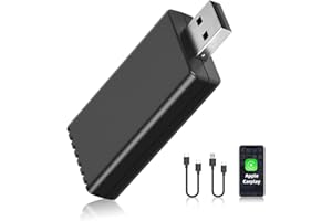 Podofo Bezprzewodowy adapter Apple CarPlay, konwertuje fabryczne przewodowe CarPlay na bezprzewodowe, małe Apple Carplay Stick Plug & Play do radia samochodowego przewodowego USB CarPlay Adapter dla