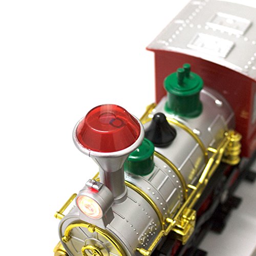 ISAKEN Weihnachtszug Spielzeugeisenbahn Mit Licht & Dampf – Elektrisch, Mit Schienen, Für Kinder | Batteriebetrieben (3x AA, Nicht Inkl.)