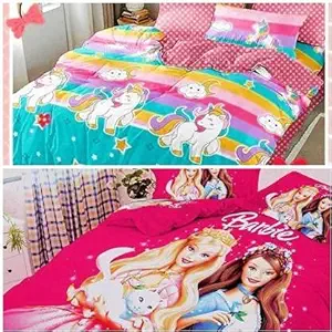 SinghsVillas Decor Presents Combo of 2 Kids Single Bedsheet Combo with 2 Pillow Covers