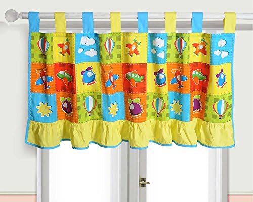 YUGA Digital Air Transport Printed Pure Cotton Baby Curtain Window Door Valance For Kids Room
