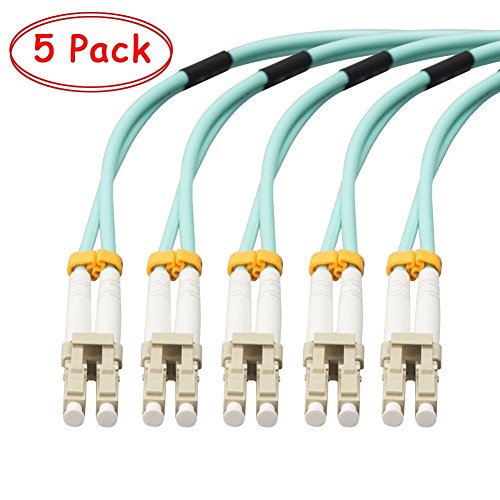 LWL Patchkabel 2m, VANDESAIL 5 Stück 10G Gigabit Glasfaser Fiber Patchkabel mit LC/LC Multi OM3 Duplex 50/125 OFNR Kabel (OM3- DE Shipping)