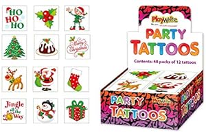Playwrite 48 x Christmas Children's Temporary Tattoos (4 packs of 12)
