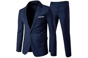 Allthemen Trajes para Hombre de 2 Piezas Slim Fit Vestido de Novia Traje de un botón Traje de Negocios Chaqueta Chaquetas Pantalones