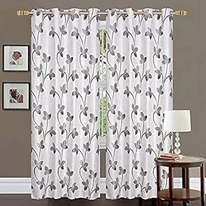 HOMERICA Polyester Blend Premium Embossed Design Window Curtain ( 5 FEET , Brown)