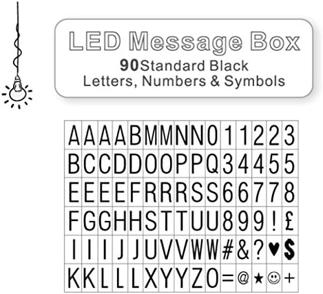 90 Black Letters, Numbers and Symbols for Use with A4 LED Message Box