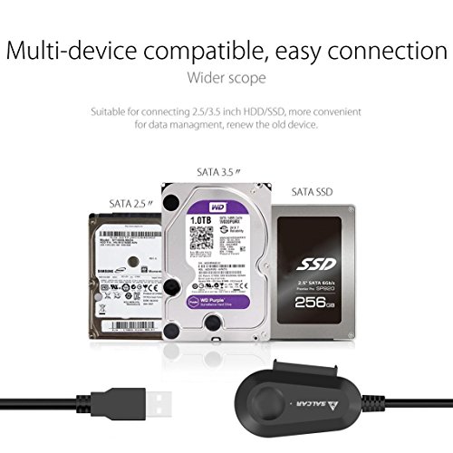 USB 3.0 zu SATA Adapter Kabel / Konverter für 2,5 / 3,5 Zoll SATA HDD/SSD mit 12V 2A NETZTEIL Schwarz - 8
