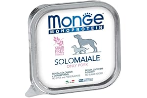 GENERICO Monge Monoprotein cane, umido monoproteico per cani di tutte le taglie gusto SOLO MAIALE formula grainfree | 12 vaschette da 150 grammi l'una.