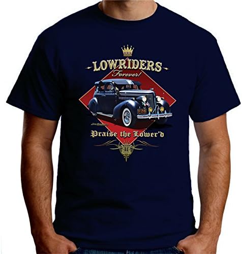 Velocitee Speed Shop Premium Mens T-Shirt Lowriders Forever Old Skool Hotrod A21647 Navy X-Large