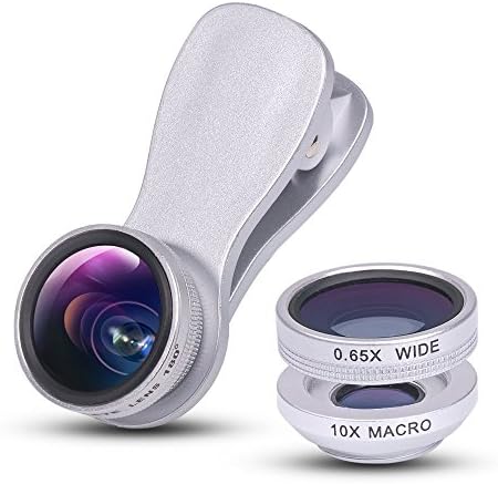 The New 3 in 1 Mobile Phone Camera Lens Kit-Fish Eye Lens+Macro Lens+Wide Angle Lens for iPhone-Samsung-iPad-HTC and All Smart Phones (Silver)