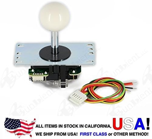 Sanwa JLF-TP-8YT WHITE Ball Top Handle *FAST SHIPPING* Arcade Joystick Part 4 & 8 Way Adjustable - Hori Fight Stick Repair Part - Madcatz SF4 Tournament Joystick Compatible by Sanwa Denshi