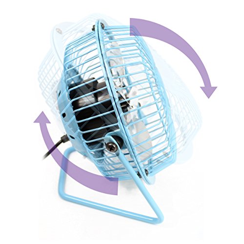 Aluminium 4″ Portabel USB Schreibtischventilator – BLAU – Transpotrabel Retro USB Desk Fan / USB VENTILATOR / TISCHVENTILATOR (4 ZOLL) für Die Tisch / Schreibtisch - 6