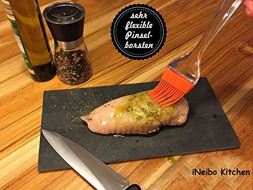 iNeibo Kitchen Silikon backpinsel/grillpinsel- BBQ Barbecue Pinsel hitzebeständig- 4er set küchen pinsel mit kristall griff- bratpinsel flexibel,langlebig mit 4 verschiedenen Farben - 8