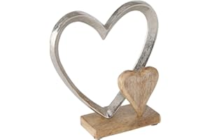 BOLTZE Dekoaufsteller Carolyn Aluminium Silber 22x18 cm, Tischdeko, Geschenk, Holz