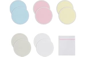 LSYYSL 10 Pcs 12cm Washable Nursing Pads Organic Bamboo Fiber Skin Friendly Soft Breathable Nursing Pads for Nursing Maternity with 1 Pcs Laundry Bag