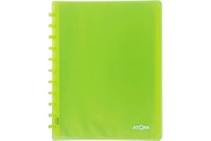 Atoma - Album de présentation A4 à Anneaux - 30 Pochettes Détachables / 60 Vues Protège-Documents - Vert Transparent
