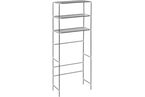 Festnight Scaffale per Lavatrice con 3 Ripiani Argento,Scaffale Landeria,Scaffale da Bagno,Scaffale Salvaspazio,Scaffale in Metallo 69x28x169 cm