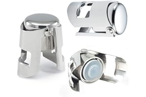 Ausyde Korek do szampana, korki do wina ze stali nierdzewnej, korek do wina, próżniowy, super uszczelka do napojów gazowanych, 3 szt