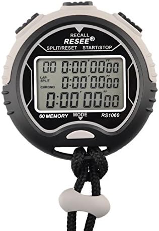 Stopwatch, Finer Shop Multi-function Electronic Digital Chronograph Stopwatch for Matchs of Running Swimming Basketball Football and Other Sports - Grey+White