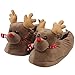 Produktbild WensLTD Fuzzy Weihnachten Rentier Design Hausschuhe für Damen und Herren, Braun, 5-7 (Men)