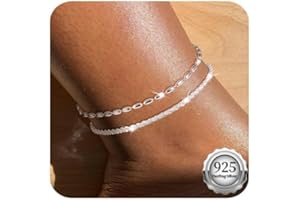 Kenivira Anklets for Women, Dainty Layered Waterproof Anklet for Women Adjustable, Anklet Set Beaded Rope Link Beach Ankle Bracelets for Women