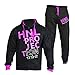 Produktbild Kinder Mädchen Jungen Designer Trainingsanzug HNL PROJEKTION Aufdruck Kapuzenpulli & Hosen Jogginganzug 7-13 Jahren - Schwarz & Rosa, 9-10 Years