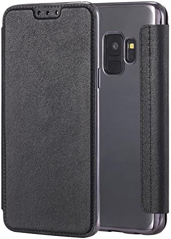 Galaxy S9 Case,S9 Case,Snewill Slim PU Leather Folio Flip Case with Card Slot & Clear Soft TPU Back Cover for Samsung Galaxy S9 -Black