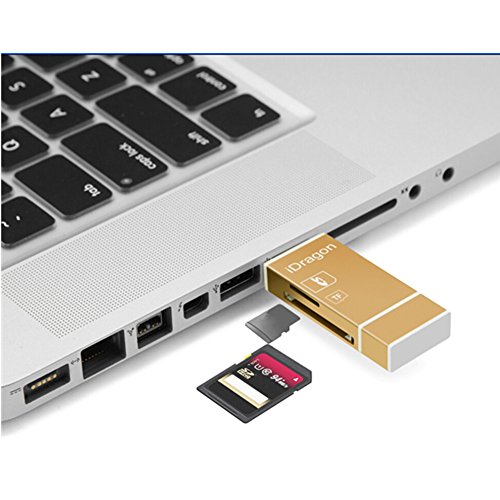 Golden Lightning iReader Memory Karte Reader Foto, scrollen USB SDHC Micro SD Card Adapter für iPhone 6 6S Plus iPad Air 2 Android Samsung Computer Samsung Tablets, Galaxy S6 S7 S5 S4 S3, Galaxy Note 4 3 2, LG G3, Smartphones, Tablets - 4