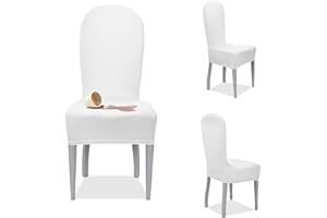 BANZAII TEXTILE INNOVATOR ONLINE Banzaii – Coprisedia Antimacchia con Schienale Tondo – Vestisedia Seduta e Schienale Tondo per sedie da cucina, sala da pranzo, cerimonia, ristoranti - 4 Pezzi Bianco Made in Italy