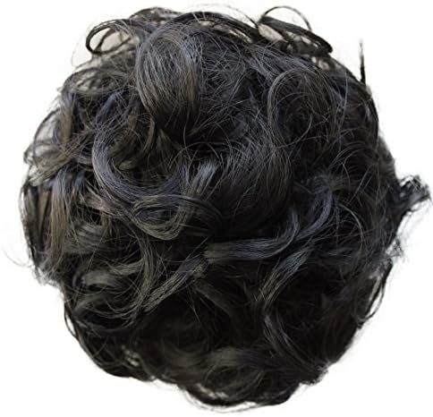 PRETTYSHOP Voluminous Dutt Hairpiece Topknot Hepburn Bun Drawstring Wavy Black D1