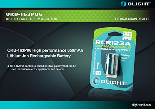 Olight® 16340 RCR123A Akkus Lithium-ion wiederaufladbar Batterie 3.7V 650mAh – 2-er Pack (original und geschützt) - 5