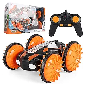 Royaldeals Vanguard Toy Gifts for 5-10 Year Old Boys Amphibious Series Remote Control Car 2.4 GHz RC Stunt Car 4WD Off Road Monster Truck 360 Flip Fully Functional (Orange)