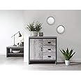 GFW Cabinet with Adjustable Shelf & Storage Drawers Distressed Finish for Living, Dining Room, Hallway Or Kitchen, Metal, Urban Grey, 35.3 x 77.8 x 76.2 cm