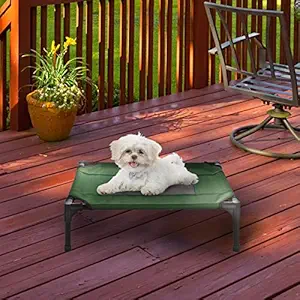 Elevated Dog Bed ? 24.5x18.5 Portable Bed for Pets with Non-Slip Feet ? Indoor/Outdoor Dog Cot or Puppy Bed for Pets up to 25lbs by Petmaker (Green)