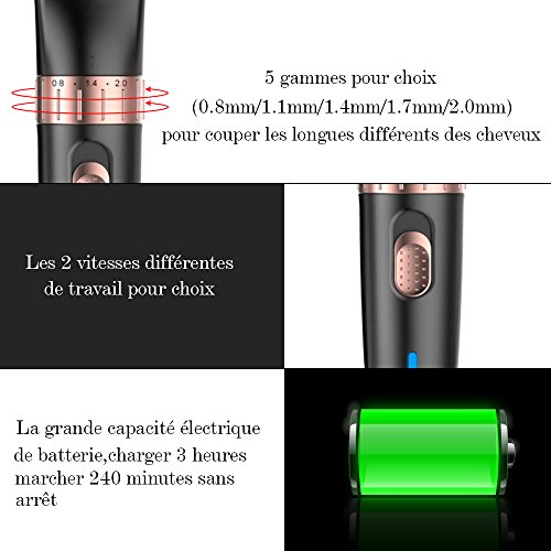 Jack & Rose professional Kabellos Haarschneider Kit Haarschneidemaschine Haircut Set All in One Lithium Wiederaufladbare Trimmer Haarrasierer mit 8 Kämme für jede Frisur - 5