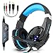 Produktbild Nasharia Gaming Headset G9000 Stereo für PS4 Xbox One, Kopfhörer mit Mikrofon 3.5mm on Ear Surround, LED-Leuchten und Lautstärkeregler für Laptop, PC, Mac, iPad, Computer, Smartphones(Blau)