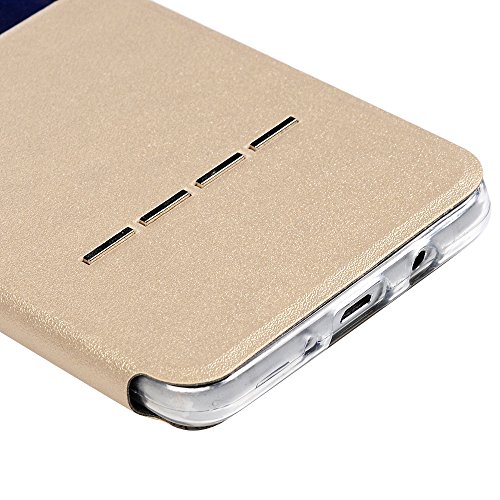 Samsung Galaxy J5 2016 Hülle Galaxy J5 (2016) Wallet Case YOKIRIN PU Leder Wallet Case Folio Schutzhülle Tasche Handytasche Schale Handycover Ledertasche Backcover Flip Cover mit Standfunktion im Bookstyle Fenster Gold - 5