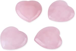 WALFRONT 4 szt. Uzdrawiający kryształowy kwarc różowy rzeźbiony w kształcie serca różowy kamień Reiki równoważący wystrój z kamienia półszlachetnego