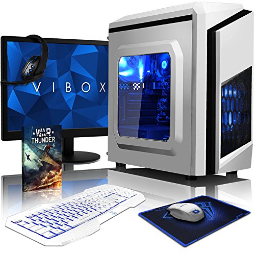 VIBOX Killstreak SA4-295 Komplett-PC Paket Gaming PC - 3,9GHz AMD A4 Dual-Core APU, Desktop Gamer Computer mit Spielgutschein, 22" HD Monitor, Gamer Tastatur & Mouse, Blau Innenbeleuchtung, lebenslange Garantie* (3,7GHz (3,9GHz Turbo) superschneller AMD A4-6300 Dual-Core-APU / CPU-Prozessor, 8GB DDR3 1600MHz RAM, 3TB (3000GB) SATA III 7200rpm Festplatte, 400W 85+ Netzteil, CIT F3 Weiß Gaming Geh§use, Asrock FM2+ A68M Mainboard, Ohne Windows Betriebssystem)