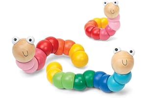 PULABO Caterpillar Crawling Toy - Colorful, Flexible, Baby Education Wooden Toy - Random Color