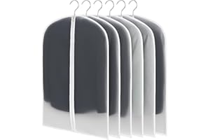 Copriabiti Leggeri CNMTCCO Set 6 Pezzi Trasparenti 60x100 cm Antipolvere Impermeabili Resistente a Umidità e Muffa per Abiti, Giacche, Camicie – Conservazione & Protezione