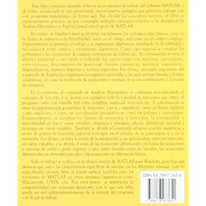 Análisis matemático y álgebra lineal con MATLAB.