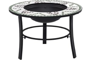 vidaXL Braciere con Mosaico Decorativo Robusto a 3 Gambe Stufa per Esterni Tavolo con Barbecue Verde 68 cm in Ceramica Telaio in Acciaio