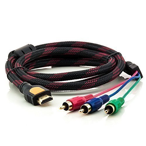 Saxonia HDMI auf 3x RCA Cinch RGB Kabel 1,5 m | Verlustfreie Übertragung digitaler Videosignale (HD) an ein RGB Medium, vergoldete Kontakte
